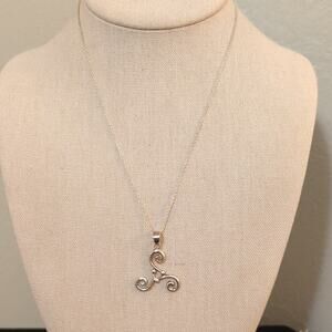 Large Celtic Triskelion 925 Silver Pendant on Vintage 925 Italy Silver Chain